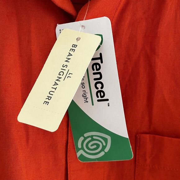 New L.L. Bean Signature Button Up Top Size Small Slim Fit Orange Linen Blend NWT - Picture 4 of 7